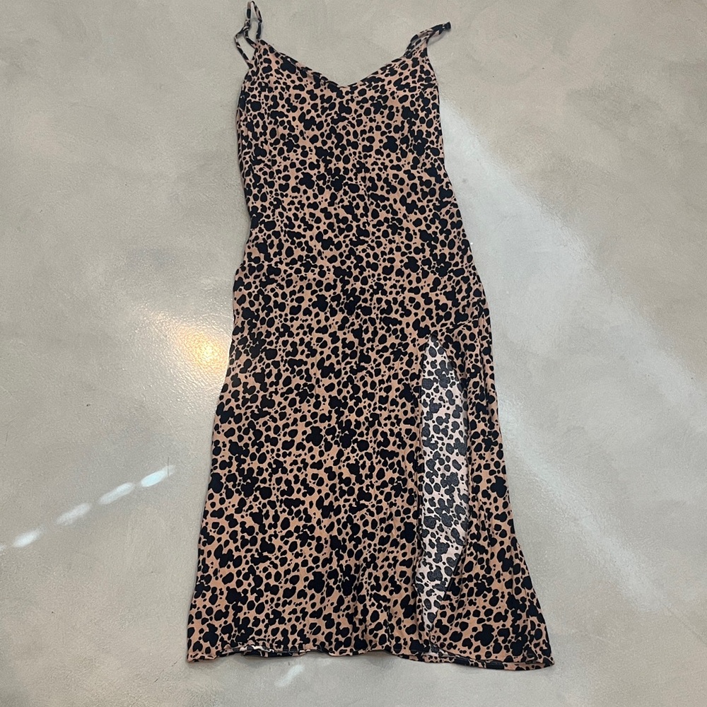 Leopard Print Spaghetti Strap Dress - Picture 2 of 4